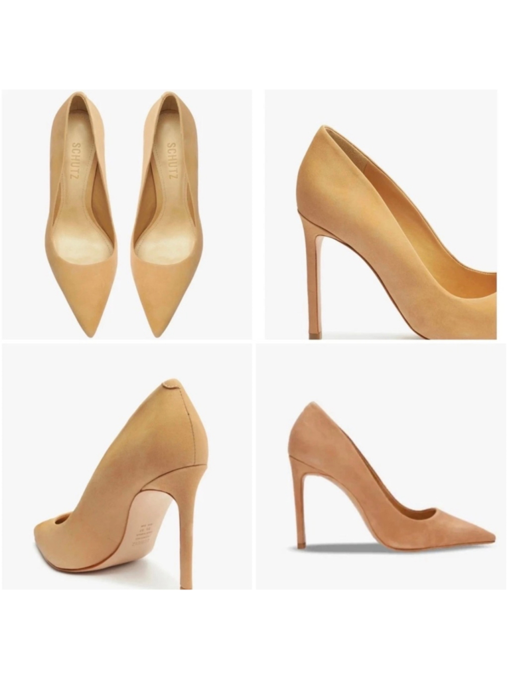 Schutz Lou Pump Honey Beige Nude Suede Stiletto Heels Shoes Women's Size 7.5B